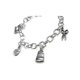 Pulsera plata Ley 925m fetiche 19.5cm. motivos modista [AB0974]