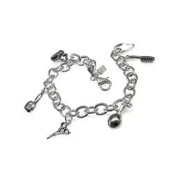 Pulsera plata Ley 925m fetiche 19.5cm. motivos peluquería [AB0975]
