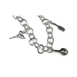 Pulsera plata Ley 925m fetiche 19.5cm. motivos peluquería [AB0975]