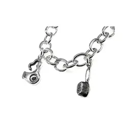 Pulsera plata Ley 925m fetiche 19.5cm. motivos peluquería [AB0975]
