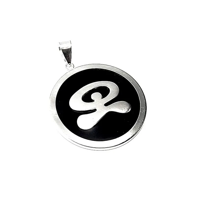 Colgante plata Ley 925m Indalo negro grande cerco 40mm. [AB1072]