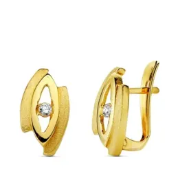 Pendientes oro 18k circonitas ovalado 13mm. [AB1769]