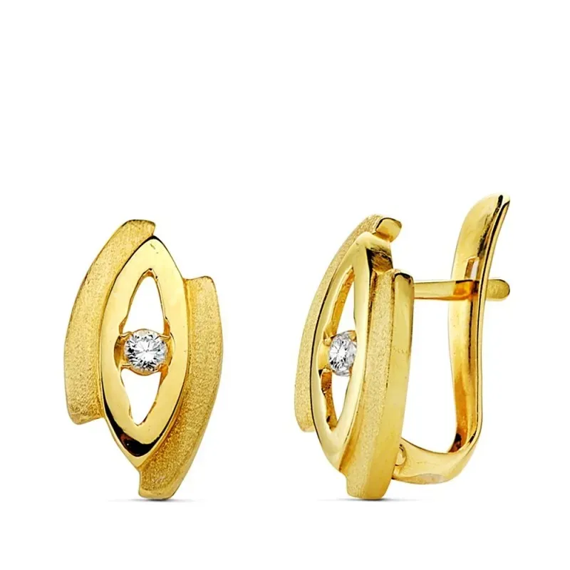 Pendientes oro 18k circonitas ovalado 13mm. [AB1769]