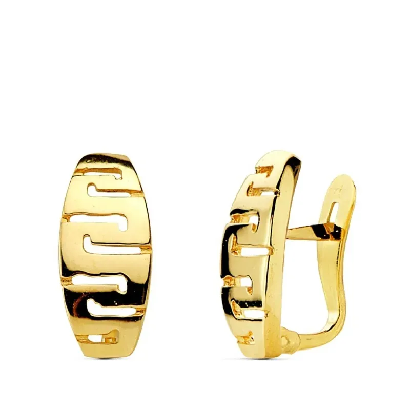 Pendientes oro 18k greca 13mm. [AB1771]