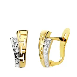 Pendientes oro 18k bicolor circonitas 11 mm [AB1782]