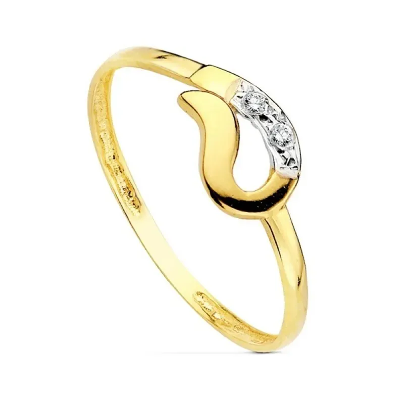 Sortija oro 18k bicolor circonitas gancho [AB1785]