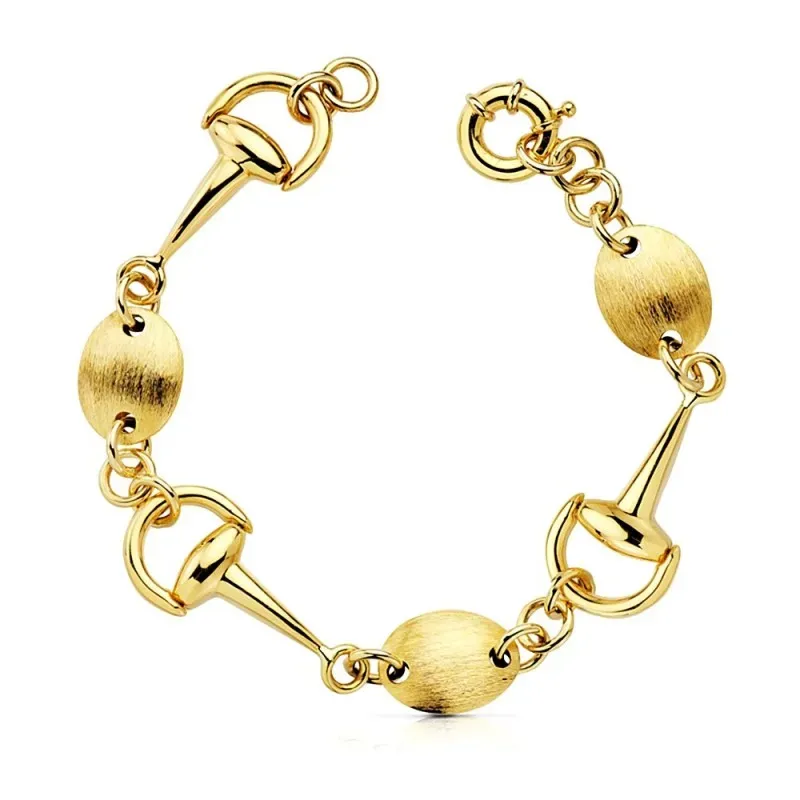 Pulsera oro 18k estribos 14mm [AB1787]
