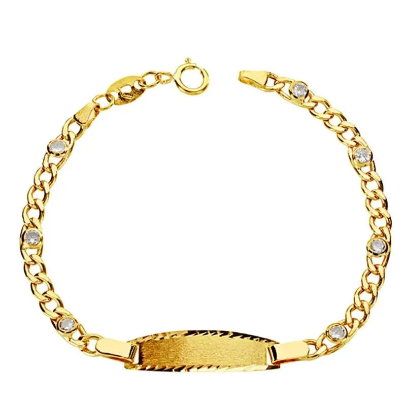 Esclava oro 18k hueca circonita 13cm.  [AB1790]