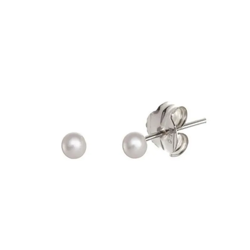 Pendientes plata Ley 925m perla sintética 4mm. [AB1120]
