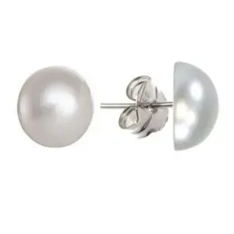 Pendientes plata Ley 925m media perla sintética 18mm. [AB1132]