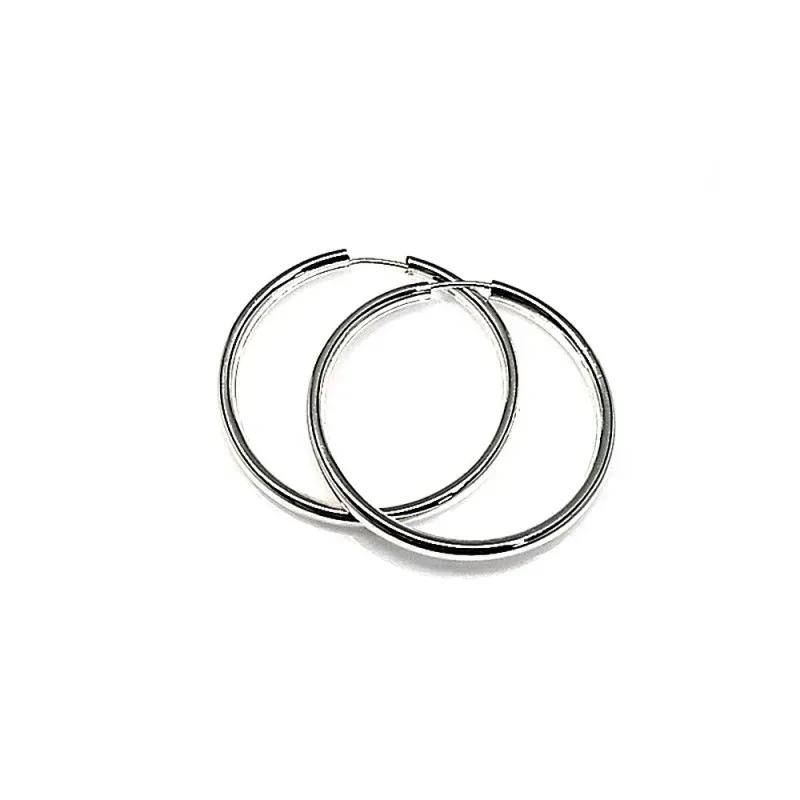 Pendientes plata Ley 925m aro gordo liso 35mm. [AB1144]