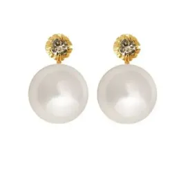 Pendientes plata Ley 925m chapado oro perla japonesa 16mm. [AB1168]