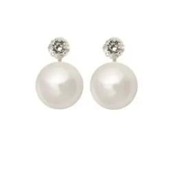 Pendientes plata Ley 925m garrita perla 12mm. [AB1170]