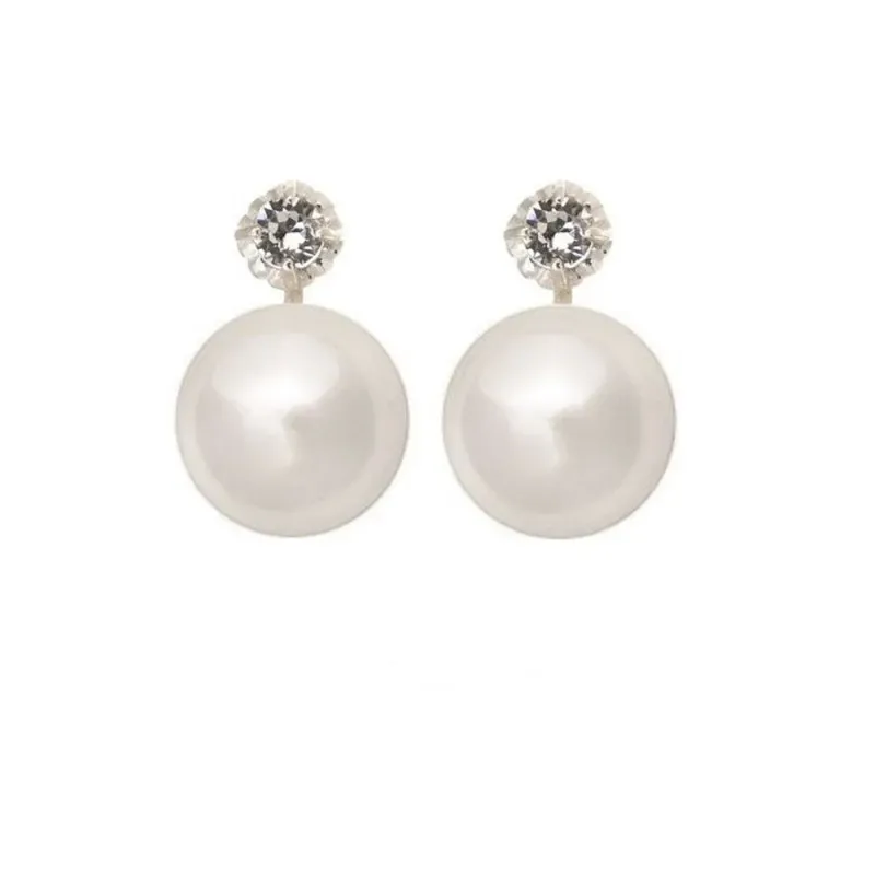 Pendientes plata Ley 925m garrita perla 12mm. [AB1170]