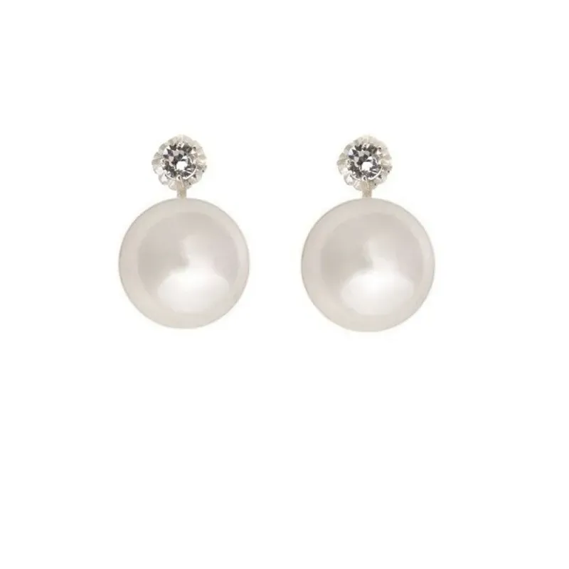 Pendientes plata Ley 925m garrita perla 10mm. [AB1184]