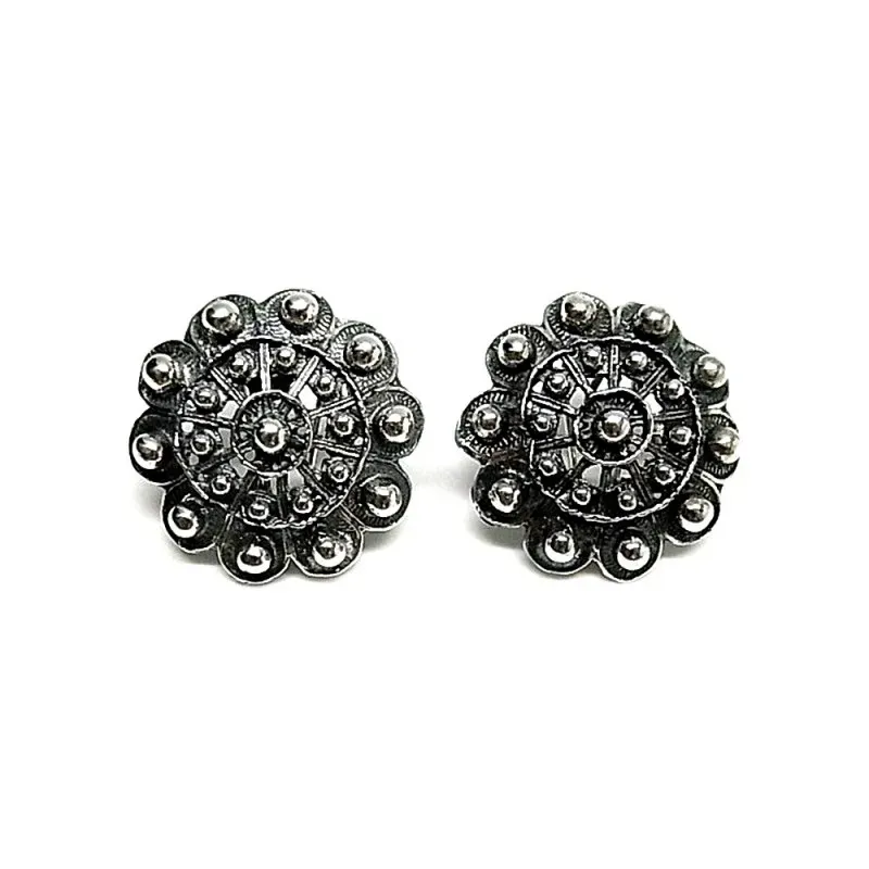Pendientes plata Ley 925m charro oxidado grande 25mm. [AB1188]