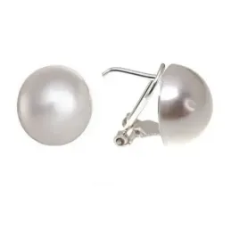 Pendientes plata Ley 925m media bola perla sintética 18mm. [AB1214]