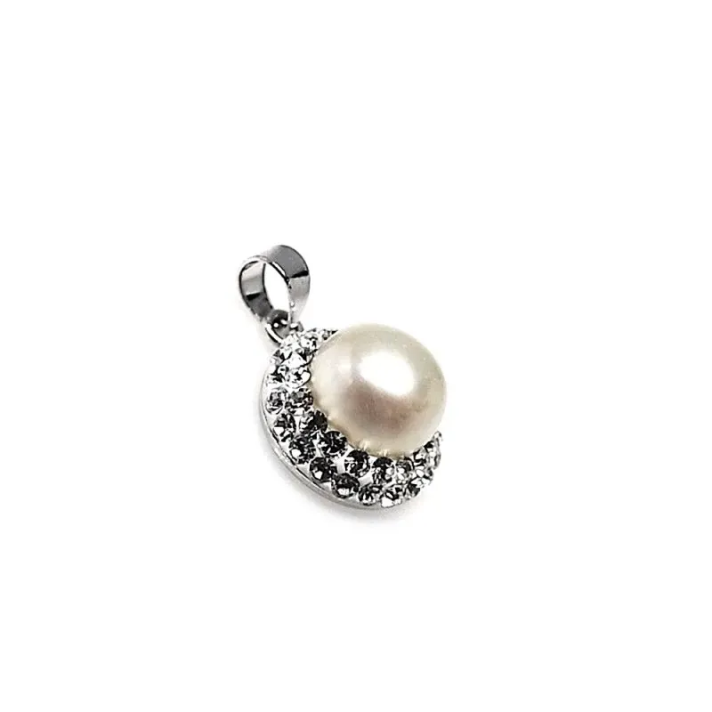 Colgante plata Ley 925m orla piedras perla 12mm. [AB1254]