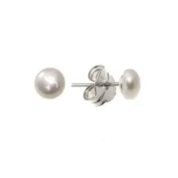 Pendientes plata Ley 925m perla botón 8mm. [AB1311]