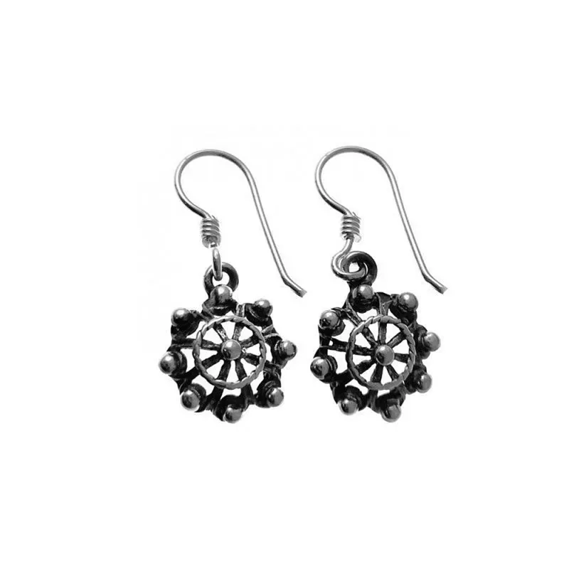 Pendientes plata Ley 925m largos charro oxidado pequeño [AB1319]