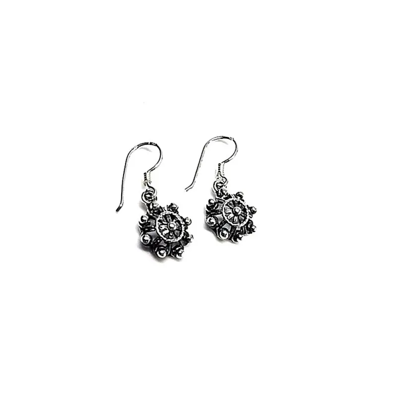 Pendientes plata Ley 925m largos charro oxidado pequeño [AB1319]