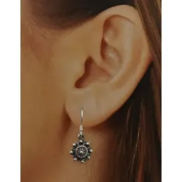 Pendientes plata Ley 925m largos charro oxidado pequeño [AB1319]