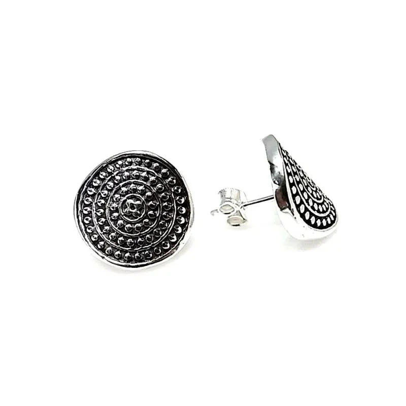 Pendientes plata Ley 925m redondo oxidado 13mm. [AB1325]