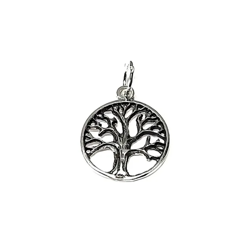 Colgante plata Ley 925m árbol vida oxidado 18mm [AB1359]