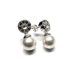 Pendientes plata Ley 925m circonita perla shell 10mm. [AB1360]