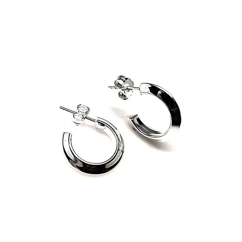 Pendientes plata Ley 925m aro liso presión [AB1404]