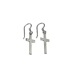 Pendientes plata Ley 925m largos cruz 20x8mm. [AB1423]