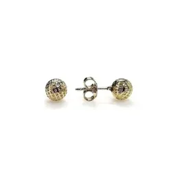 Pendientes plata Ley 925m chapado oro bola dibujo 6mm. [AB1457]