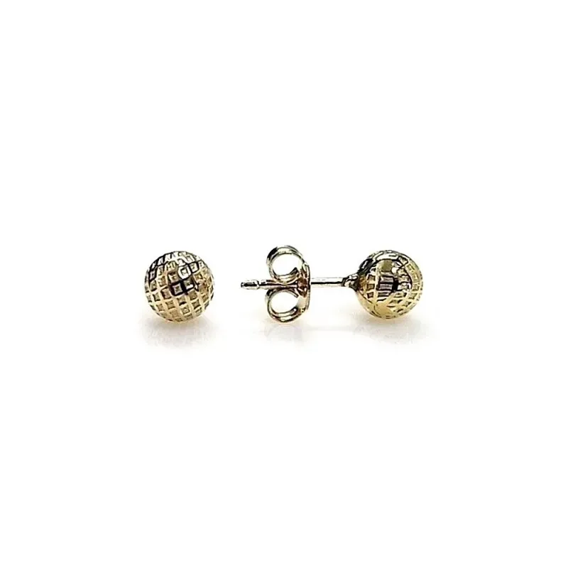 Pendientes plata Ley 925m chapado oro bola dibujo 6mm. [AB1457]