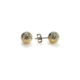 Pendientes plata Ley 925m chapado oro bola dibujo 8mm. [AB1458]