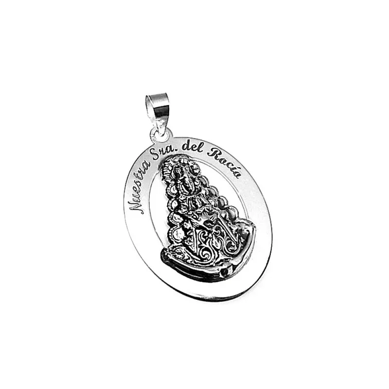 Colgante plata Ley 925m medalla Virgen Rocío cerco [AB1462]