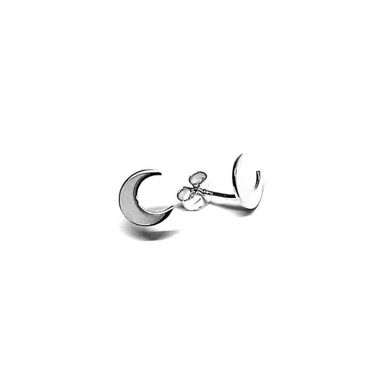 Pendientes plata Ley 925m luna 8mm. [AB1485]