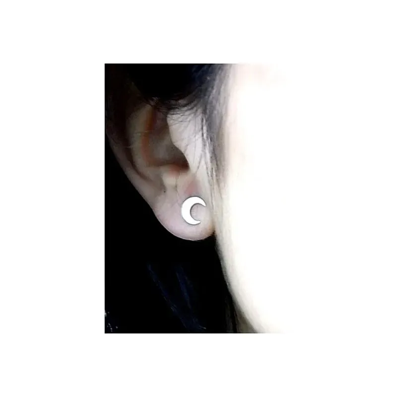 Pendientes plata Ley 925m luna 8mm. [AB1485]