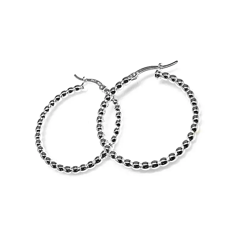 Pendientes plata Ley 925m aro 32mm. bolitas [AB1494]