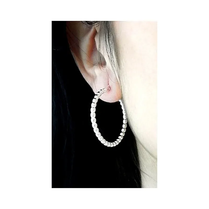 Pendientes plata Ley 925m aro 32mm. bolitas [AB1494]