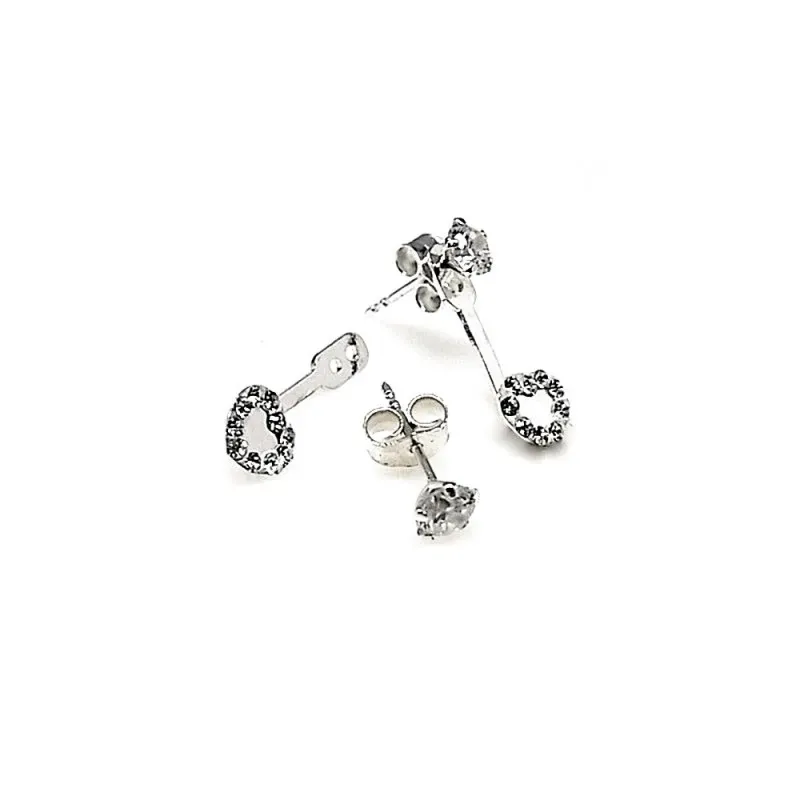 Pendientes plata Ley 925m ear jacket corazón circonita [AB1516]
