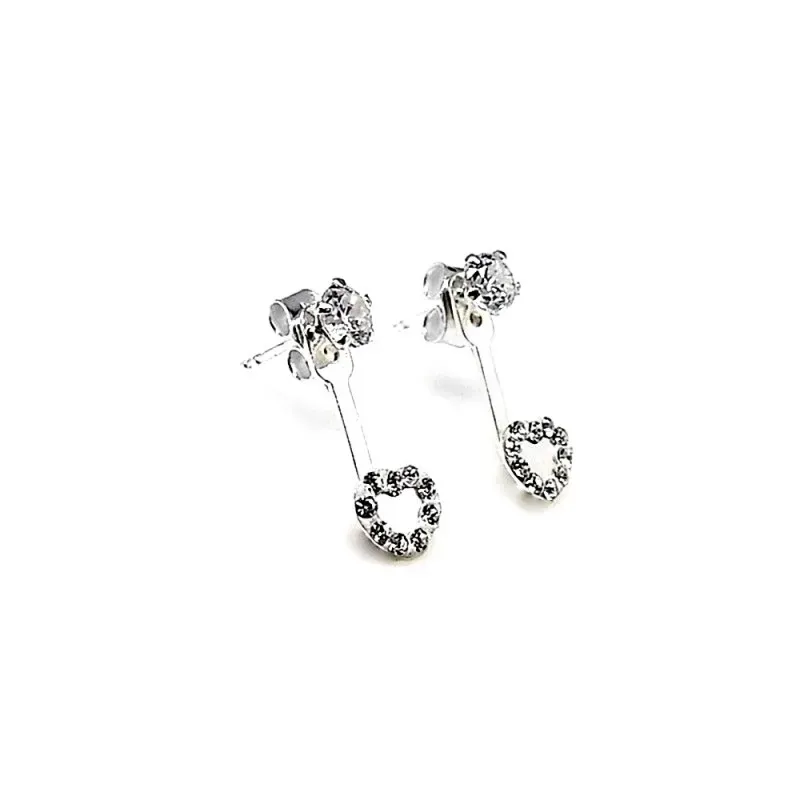 Pendientes plata Ley 925m ear jacket corazón circonita [AB1516]