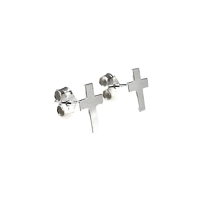 Pendientes plata Ley 925m cruz 9mm. [AB1523]