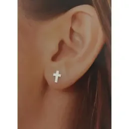 Pendientes plata Ley 925m cruz 9mm. [AB1523]
