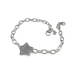 Pulsera plata Ley 925m 19cm. eslabones motivos estrella [AB1551]