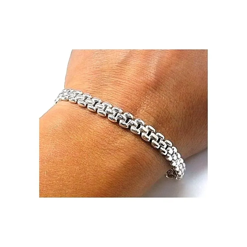 Pulsera plata Ley 925m 19cm. panther lisa [AB1560]