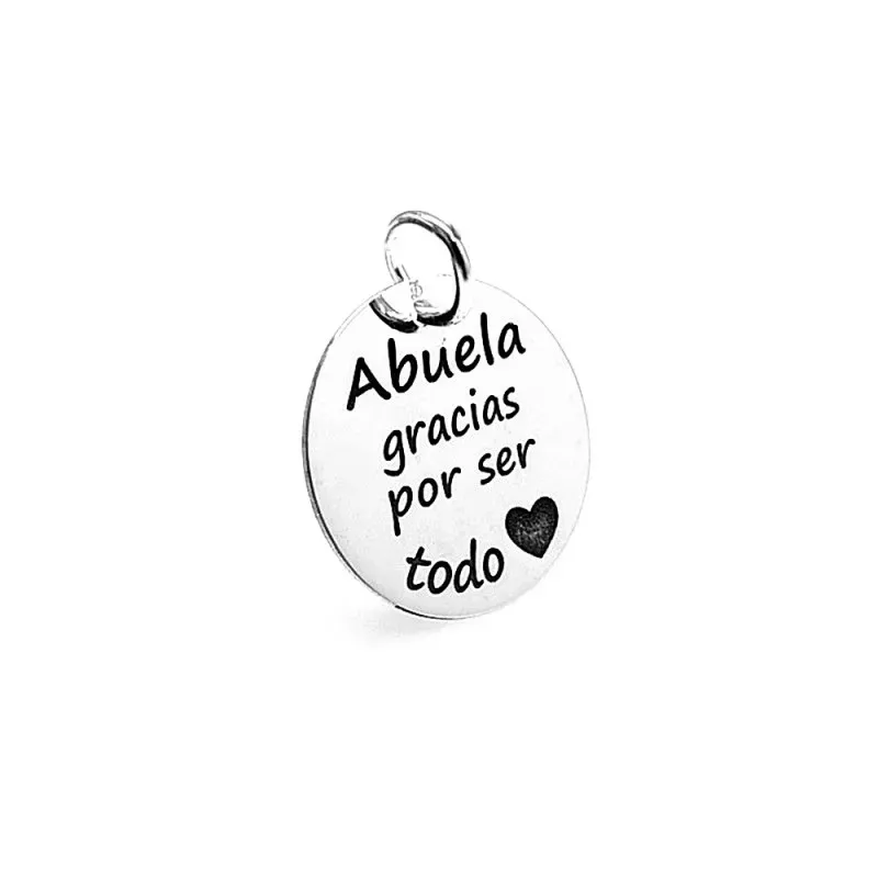 Colgante plata Ley 925m disco 21mm. mensaje abuela [AB1578]