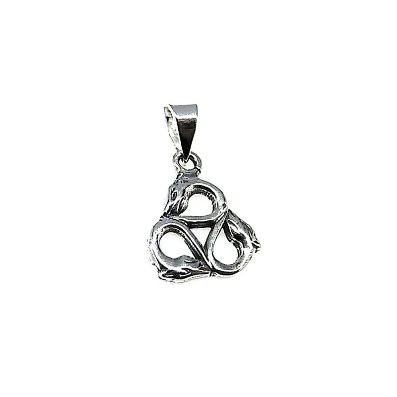 Colgante plata Ley 925m amuleto serpientes 13mm. [AB1626]