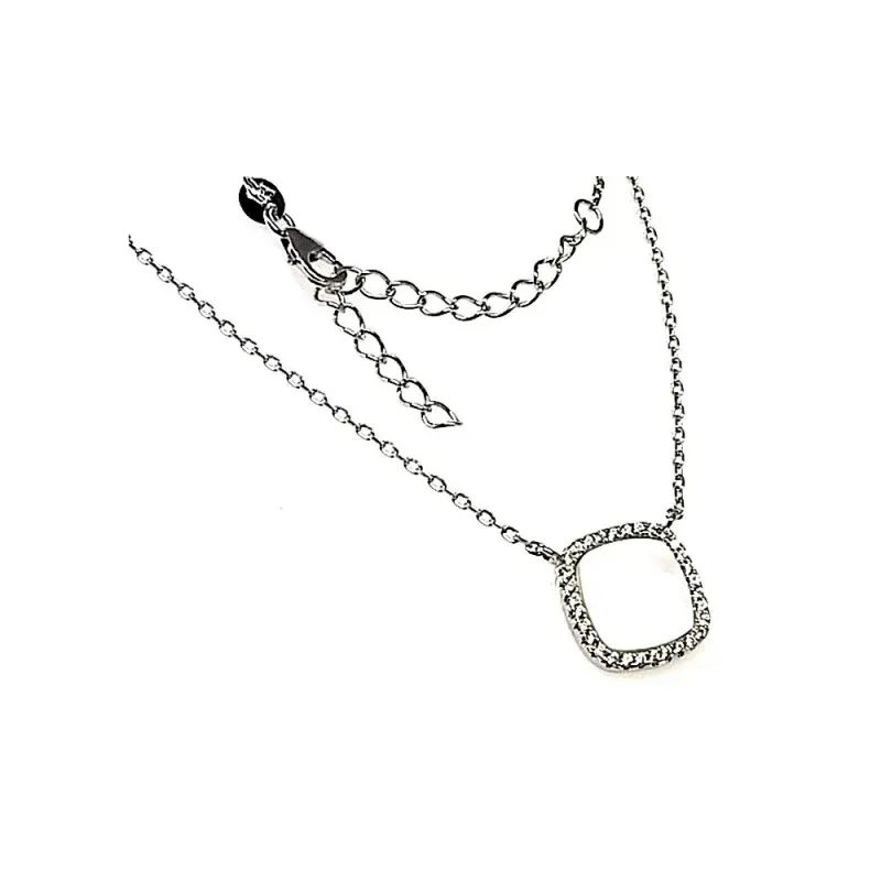 Gargantilla plata Ley 925m cuadrado 13mm. circonitas nácar [AB1665]
