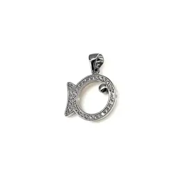 Colgante plata Ley 925m pez rodiado circonitas [AB1706]