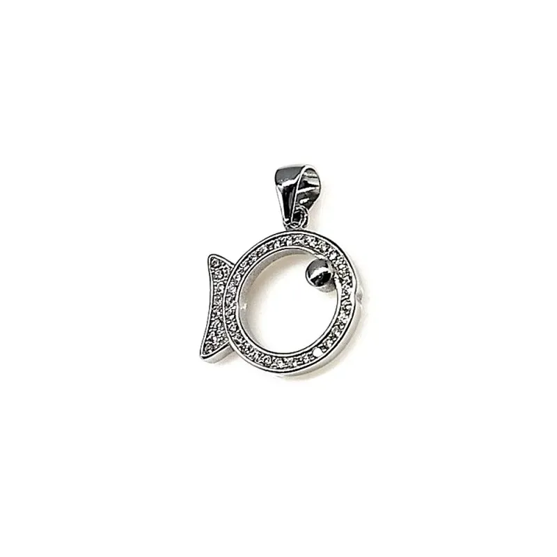Colgante plata Ley 925m pez rodiado circonitas [AB1706]